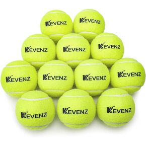 KEVENZ 12-Pack Standard Pressure Training Tennis Balls, Highly Elasticity, More Durable, Good for Beginner Training Ball