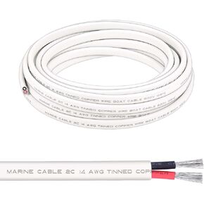 Shirbly 10 Gauge Marine Wire - 20FT 10 AWG Duplex Marine Grade Wire, Tinned Copper Boat Cable, 2 Core Insulated Stranded Cable for Boat Marine Automotive Speakers Solar Outdoors - White (10AWG 20Ft) in Kuwait