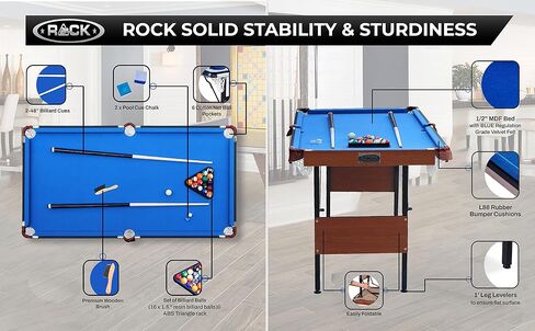 RACK Crux 55-inch Folding Billiard/Pool Table - Portable and Space-Saving Entertainment! in Kuwait