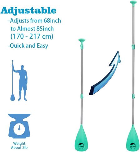 YVLEEN SUP Paddle Board Paddle，Stand up Paddleboard Paddles Adjustable Aluminum 4-Piece Floating Kayak Paddle，Convertible Paddle in Kuwait