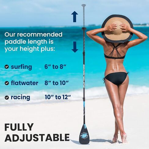 SereneLife Stand Up Paddle-Board Adjustable Paddle - Adjustable Water Paddle Oar for SLSUPB105 Free-Flow Inflatable SUP Stand Up Water Paddle-Board - in Kuwait