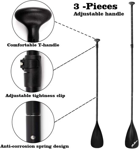 MoiShow SUP Paddle - Adjustable 3 Pieces Stand Up Paddle Board Paddle with Unique Lock Design Floating Alloy Shaft Paddleboard Paddle in Kuwait
