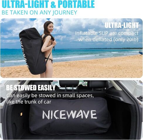 NiceWave Big Capacity Paddleboard Bag for Inflatable Stand Up Paddleboard Holds All Paddle Board Accessories for wide to 33" iSUPs. Black Easy Carry Paddle Board Bag, Paddleboard Accessory… in Kuwait