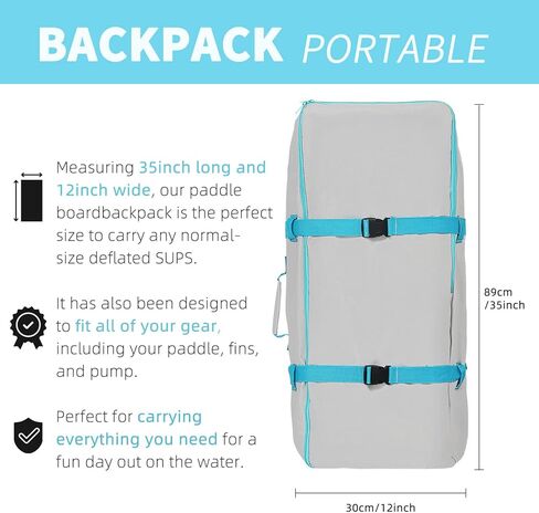 شنطة ظهر قابلة للنفخ للسفر من اي اس يو بي، شنطة ظهر لحمل الواح التجديف، ملحقات لوح التجديف، سعة كبيرة 108 لتر in Kuwait