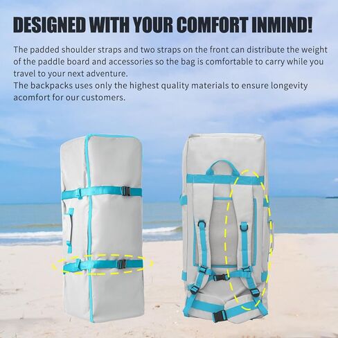 شنطة ظهر قابلة للنفخ للسفر من اي اس يو بي، شنطة ظهر لحمل الواح التجديف، ملحقات لوح التجديف، سعة كبيرة 108 لتر in Kuwait