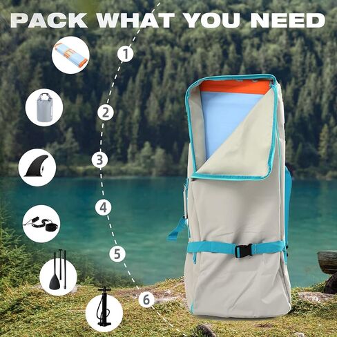 شنطة ظهر قابلة للنفخ للسفر من اي اس يو بي، شنطة ظهر لحمل الواح التجديف، ملحقات لوح التجديف، سعة كبيرة 108 لتر in Kuwait