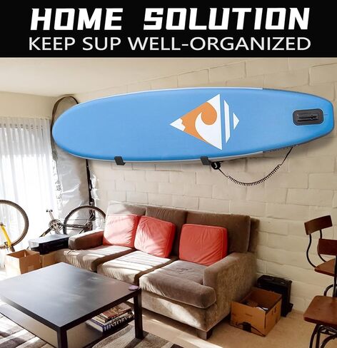 حامل رف تخزين لوح التجديف الداخلي SUP، منظم عرض على الحائط، خطاطيف شماعات المرآب، ملحقات قوارب الكاياك شديدة التحمل، حشوة فولاذية مطلية بالمسحوق مضادة للخدش تحمل ما يصل إلى 100 رطل، عبوتان in Kuwait