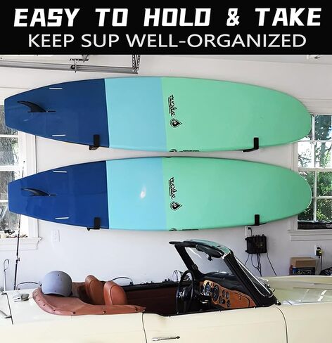 حامل رف تخزين لوح التجديف الداخلي SUP، منظم عرض على الحائط، خطاطيف شماعات المرآب، ملحقات قوارب الكاياك شديدة التحمل، حشوة فولاذية مطلية بالمسحوق مضادة للخدش تحمل ما يصل إلى 100 رطل، عبوتان in Kuwait