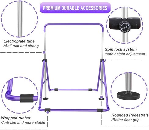 Gymnastic Bars for Kids with Adjustable Height, Folding Gymnastic Training Kip Bar, Junior Expandable Horizontal Monkey Bar for Home in Kuwait