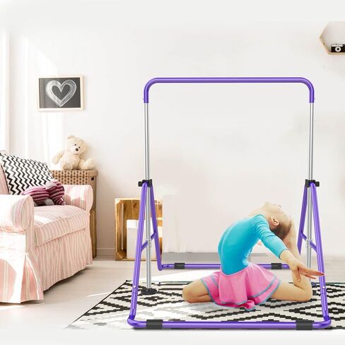 Gymnastic Bars for Kids with Adjustable Height, Folding Gymnastic Training Kip Bar, Junior Expandable Horizontal Monkey Bar for Home in Kuwait