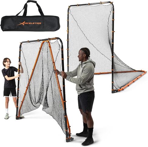 Lacrosse Goal Net Folding Lacrosse Net | Powder Coated Steel Frame | UV Treated Netting | Use with Lacrosse Rebounder, Lacrosse Backstop and All Lacrosse Equipment [Includes Carrying Bag] in Kuwait