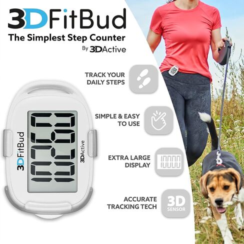 3DFitBud Simple Step Counter Walking 3D Pedometer with Clip and Lanyard, A420S in Kuwait