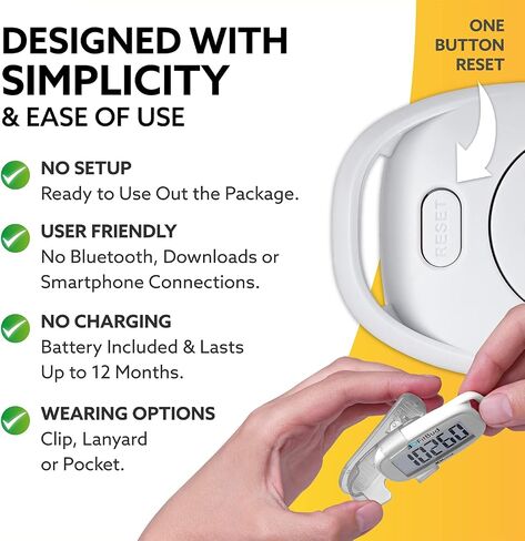 3DFitBud Simple Step Counter Walking 3D Pedometer with Clip and Lanyard, A420S in Kuwait