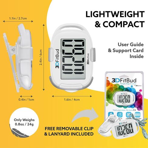 3DFitBud Simple Step Counter Walking 3D Pedometer with Clip and Lanyard, A420S in Kuwait