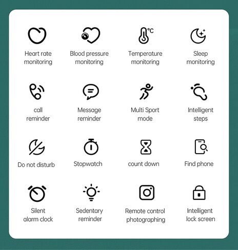 V101 Fitness Tracker 0.96''HD Smart Watch with Heart Rate, Body Temperature, BP Monitor, IP68 Waterproof, Step Counter, Calorie Counter, 0.96''HD for Android and iOS in Saudi Arabia
