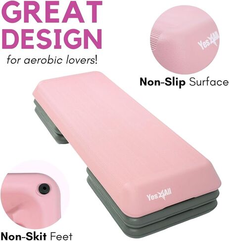 منصة Yes4All للتمرينات الهوائية والتمارين الرياضية بحجم النادي الصحي مع 4 رافعات قابلة للتعديل متضمنة وخيارات رافعات إضافية in Kuwait