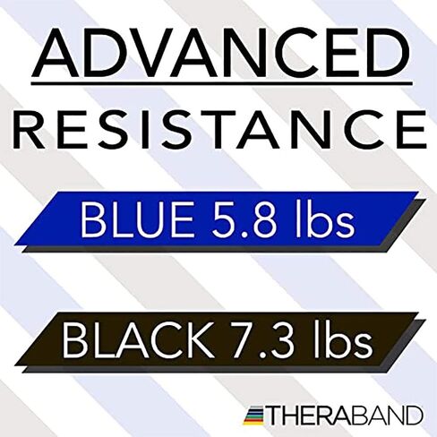 مجموعة أحزمة مقاومة THERABAND، شريط مطاطي احترافي للتمرين العلوي والسفلي للجسم، تدريب القوة بدون أوزان، العلاج الطبيعي، والبيلاتيس، أزرق وأسود وفضي، متقدم in Kuwait