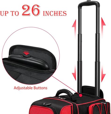 Large 2 Ball Bowling Bag With Rollers丨with Fixed Bowling Ball Device Roller Bag丨Extendable Handle to 42"丨Bowling Ball Roller Bag Fits 1 Pair Of Men'S Size 16 Bowling Shoes (Bowling Ball Not Included) in Kuwait