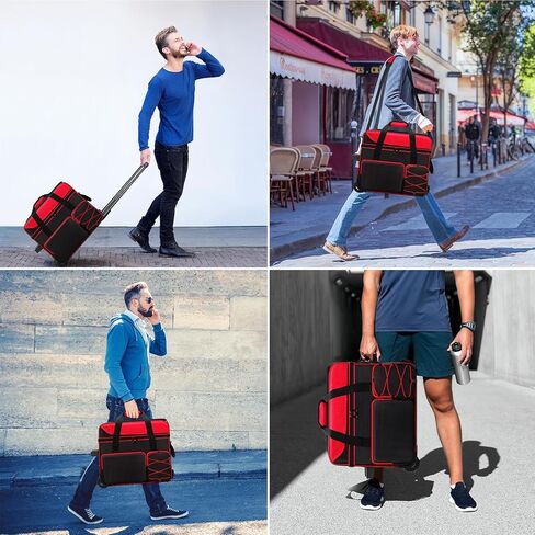 Large 2 Ball Bowling Bag With Rollers丨with Fixed Bowling Ball Device Roller Bag丨Extendable Handle to 42"丨Bowling Ball Roller Bag Fits 1 Pair Of Men'S Size 16 Bowling Shoes (Bowling Ball Not Included) in Kuwait