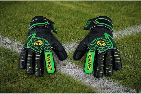 K-LO Goalkeeper Gloves: Savage Blackout Soccer Goalie Gloves - (Unisex, Youth, Kids & Adult) - Fingersaves for Protection | Strong Grip Palm | Sizes 4-11 in Kuwait