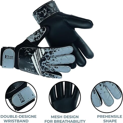 EFAH SPORTS Soccer Goalkeeper Gloves for Kids Boys Children Youth Football Goalie Gloves with Strong Grips in Kuwait
