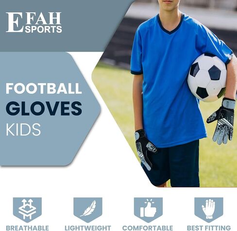 EFAH SPORTS Soccer Goalkeeper Gloves for Kids Boys Children Youth Football Goalie Gloves with Strong Grips in Kuwait