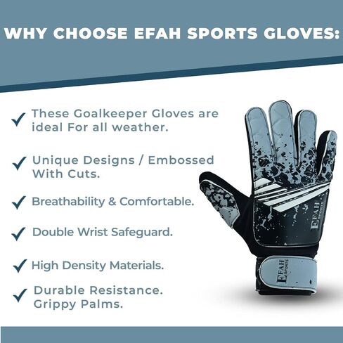 EFAH SPORTS Soccer Goalkeeper Gloves for Kids Boys Children Youth Football Goalie Gloves with Strong Grips in Kuwait