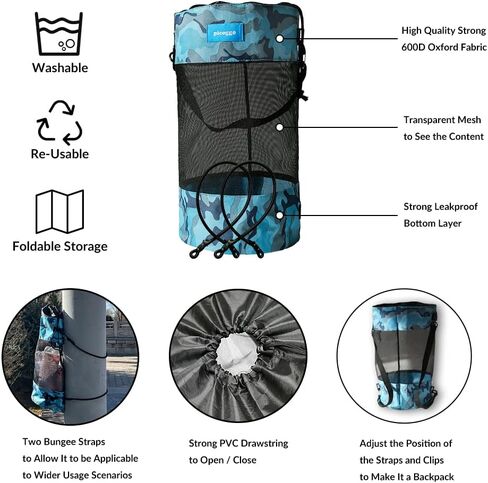 picoggo Boat Trash Bag Portable Outdoor Mesh Trash Can Reusable Leakproof for Boat, Kayak, Camping, Fishing, Sandbar or RV in Saudi Arabia