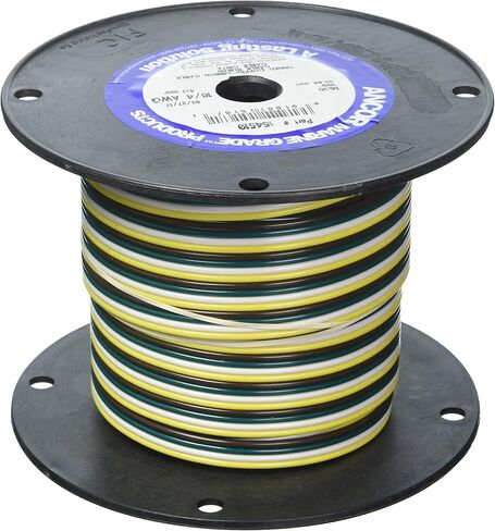 Ancor 154510 Marine Grade Electrical Flat Tinned Ribbon Boat 4-Cable Wiring (16-Gauge, 100-Feet) , yellow in Saudi Arabia