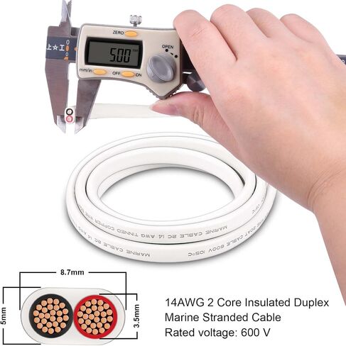Shirbly 10 Gauge Marine Wire - 20FT 10 AWG Duplex Marine Grade Wire, Tinned Copper Boat Cable, 2 Core Insulated Stranded Cable for Boat Marine Automotive Speakers Solar Outdoors - White (10AWG 20Ft) in Kuwait
