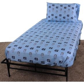College Covers Everything Comfy North Carolina Tar Heels Full Sized 4 Piece Sheet Set, Team Color Background, 1 Flat Sheet, 1 Fitted Sheet, 2 Pillowcases in Saudi Arabia
