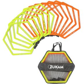 ZUKAM Hex Agility Rings for Speed Training & Agility Footwork Training Speed Hurdles Ladder with Carrying Bag (12 Rings)