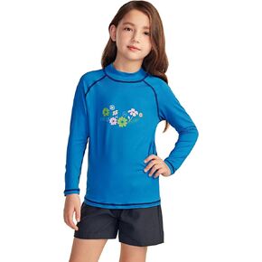 TSLA Girls Long Sleeve Rash Guard Shirt, UV/SPF Water Beach Surf Swim Top, UPF 50+ Sunscreen Swimwear Shirts