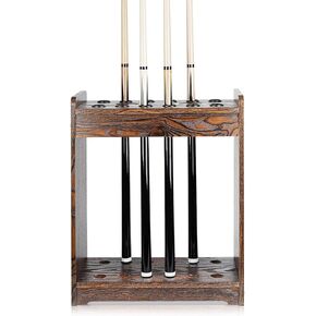 Retyion 12 Pools Floor Cue Billiard Pool Rack Stand Wooden Cue Stick Organizers Fishing Rod Rack Organizer in Kuwait
