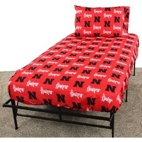 College Covers Everything Comfy Nebraska Cornhuskers Twin XL Sized 3 Piece Sheet Set, Team Color Background, 1 Flat Sheet, 1 Fitted Sheet, 1 Pillowcase in Kuwait