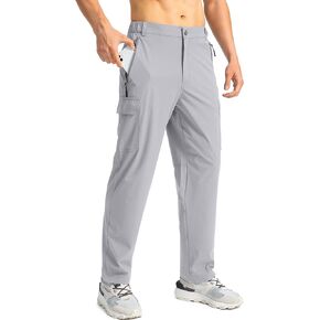 Pudolla Men's Hiking Cargo Pants Lightweight Outdoor Travel Pants for Men with Multi-Pockets for Fishing Camping Work