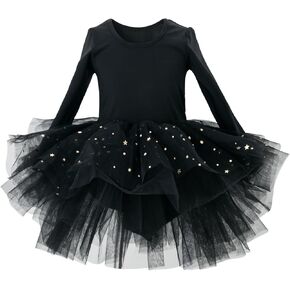 Toddler Girls Ballet Tutu Dresses Long Sleeve Sequin Tulle Ballerina Outfits Dance Leotards