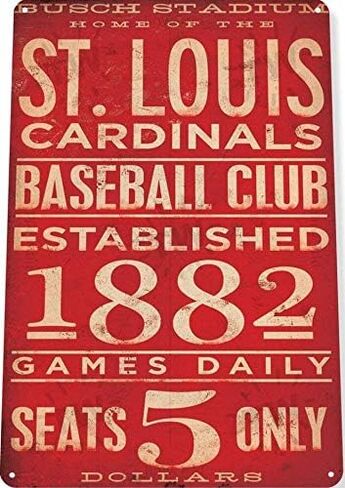 كيه جيه بي اي 0 دبليو آراف 5 اس لوحة فنية لتزيين الحائط بتصميم سانت لويس كاردينالز من القصدير مقاس 8 × 12 انش in Kuwait