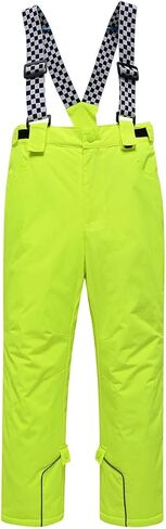 سروال ثلج للأولاد والبنات من HOUZONIY معزول مقاوم للماء، سروال تزلج مع حمالات قابلة للفصل للتزلج والتزلج على الجليد والشتاء in Kuwait