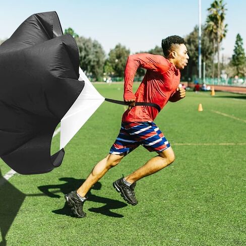 Pro Speed & Agility Training Set—Includes 12 Rung 20ft Adjustable Agility Ladder with Carrying Bag, 12 Disc Cones, 4 Steel Stakes, 1 Resistance Parachute, Use Equipment to Improve Footwork Any Sport in Kuwait