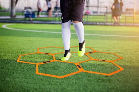 Max4out Hex Agility Rings Set of 6/12 Rings for Speed & Agility Footwork Training, Hexagon Ladder with Fitness Equipment Sport Workout Home Gym, Kids and Adults (Orange) in Saudi Arabia