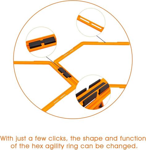 Max4out Hex Agility Rings Set of 6/12 Rings for Speed & Agility Footwork Training, Hexagon Ladder with Fitness Equipment Sport Workout Home Gym, Kids and Adults (Orange) in Saudi Arabia
