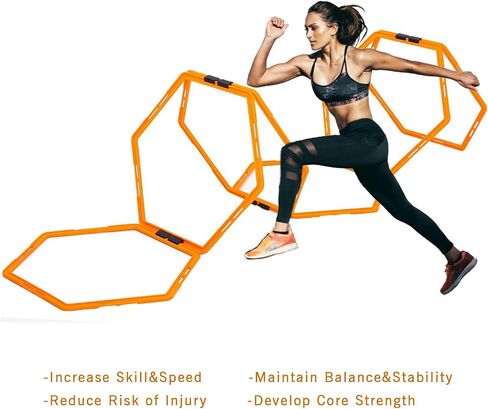 Max4out Hex Agility Rings Set of 6/12 Rings for Speed & Agility Footwork Training, Hexagon Ladder with Fitness Equipment Sport Workout Home Gym, Kids and Adults (Orange) in Saudi Arabia