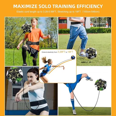 Jewaytec Soccer/Volleyball Trainer, Soccer Training Equipment Aid for Kids Adults, Football Kick Throw Solo Practice Training Aids Control Skills Adjustable Waist Belt for Teen Girls & Boys in Kuwait