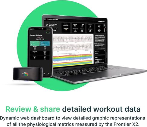 جهاز مراقبة القلب الذكي فرونتير اكس 2 مع حزام صدر، جهاز لاسلكي لمراقبة صحة القلب مع الضغط ومعدل التنفس والإيقاع وتتبع اللياقة البدنية مع مراقبة مستمرة لمعدل ضربات القلب in Kuwait