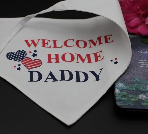 EechicSpace Welcome Home Daddy Dog Bandana Military Scarf for Small Medium Large Dogs in Kuwait