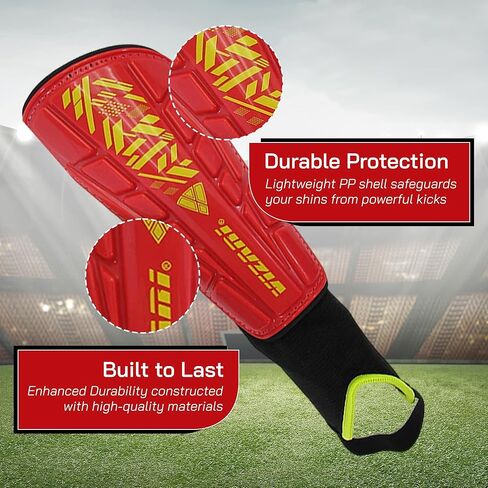 Vizari Malaga Soccer Shin Guards - Breathable & Lightweight Soccer Shin Pads with Ankle Protection - Reduces Shocks & Injuries - Adults, Youth & Kids Soccer Shin Guards with Non-Slip Adjustable Strap in Kuwait