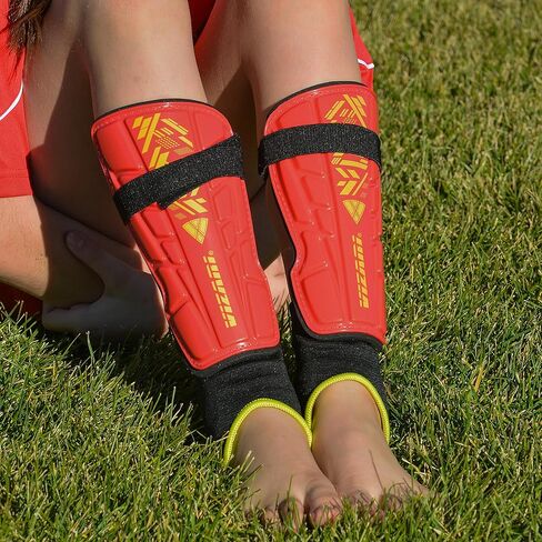 Vizari Malaga Soccer Shin Guards - Breathable & Lightweight Soccer Shin Pads with Ankle Protection - Reduces Shocks & Injuries - Adults, Youth & Kids Soccer Shin Guards with Non-Slip Adjustable Strap in Kuwait
