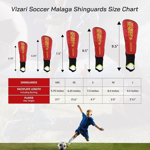 Vizari Malaga Soccer Shin Guards - Breathable & Lightweight Soccer Shin Pads with Ankle Protection - Reduces Shocks & Injuries - Adults, Youth & Kids Soccer Shin Guards with Non-Slip Adjustable Strap in Kuwait