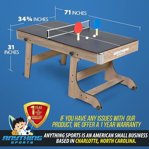 ANYTHING SPORTS 3 in 1 6 FT Folding Pool, Ping Pong, Furniture Table in Kuwait